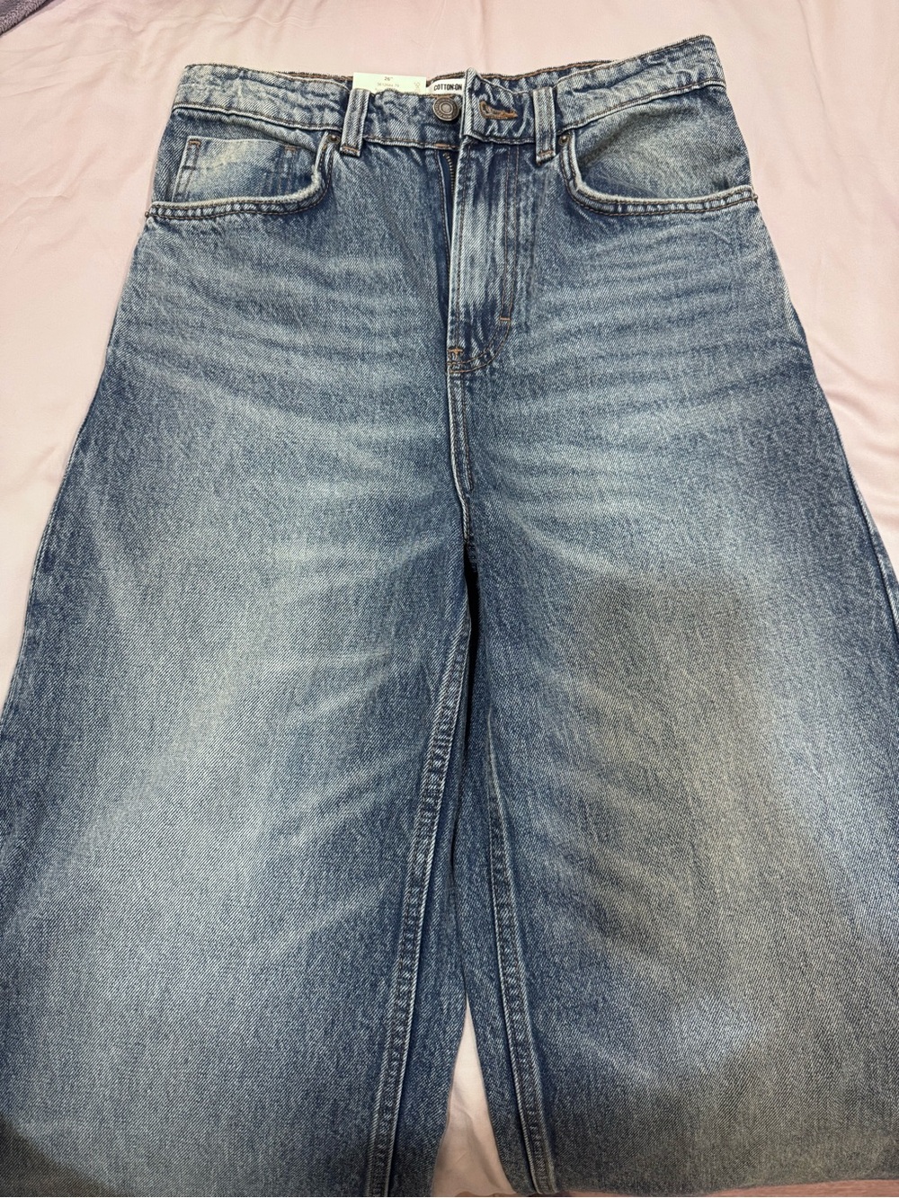 Cotton On Women's Light Blue Wide Leg / Supper Baggy Jeans